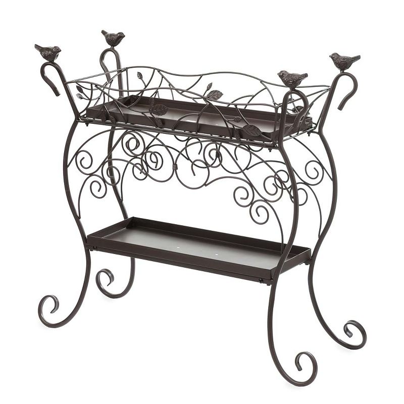 Plow & Hearth Two-Shelf Cast Iron Plant Stand with Birds, 1 of 7