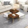 CAVINAS Nesting Coffee Tables Set of 4,Square Living Room Table with Two-Tone Desktop,Adjustable Shape Accent Furniture for Living Room,Office - 2 of 4