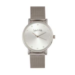 Sophie & Freda Savannah Mesh Bracelet Watch w/Swarovski Crystals - 1 of 4