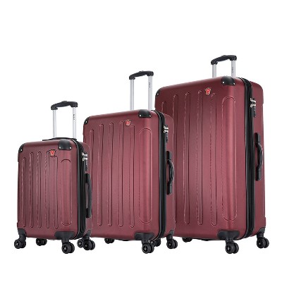 DUKAP Intely Smart 3pc Hardside Checked Luggage Set with Integrated Weight Scale and USB Port - Wine