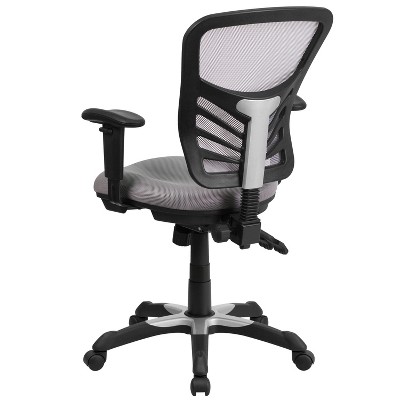 Ergonomic Mid-Back Mesh Executive Swivel Chair with Adjustable Arms in Gray