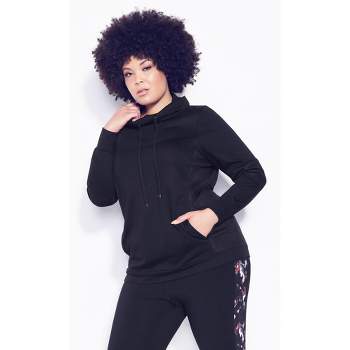 Women's Plus Size Laid On Mesh Sweatshirt - black | ZIM & ZOE