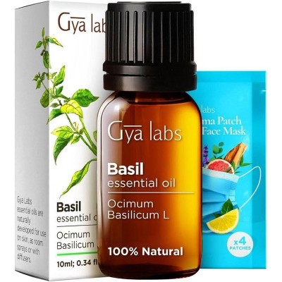 Gya Labs Basil Essential Oil 0.34 Fl Oz 100% Pure Natural for Skin, Massage, Fragrance, Candles Making Scent