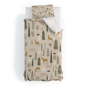 Marta Barragan Camarasa Deer Christmas forest Duvet Cover + Pillow Sham(s) - Deny Designs - 1 of 4