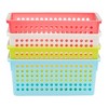 Farmlyn Creek 4 Pack Plastic Storage Baskets Bins with Handles for Shelves, Closet Organizer, 4 Colors - 4 of 4