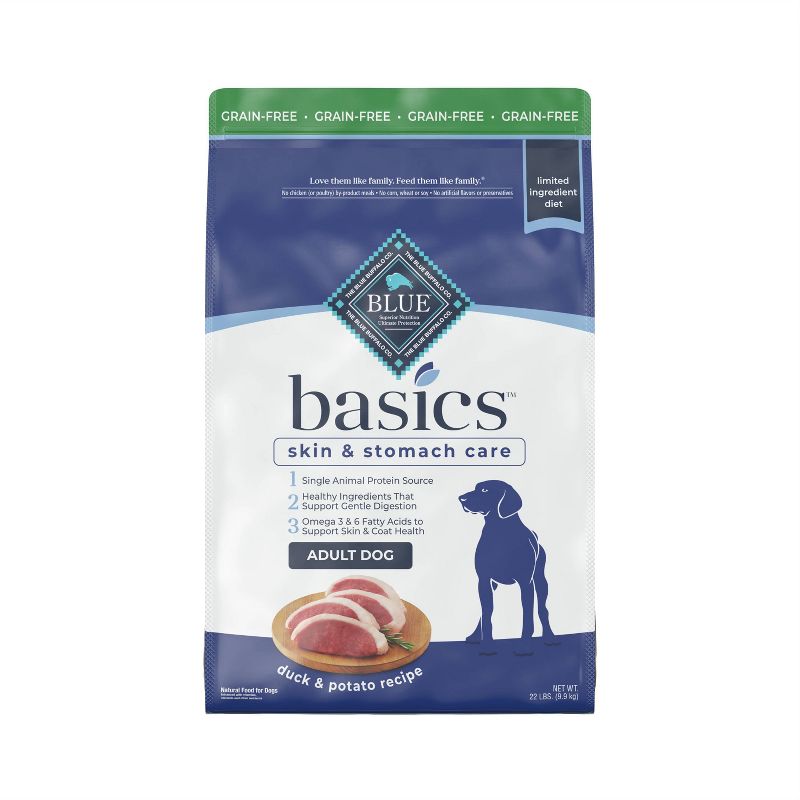 Blue Buffalo Basics Skin &#38; Stomach Care Grain Free Natural Duck &#38; Potato Adult Dry Dog Food - 22lbs, 1 of 13