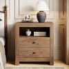 Tribesigns Farmhouse Nightstand with 2 Storage Drawers, Rustic Night Stand Bed Side Table for Bedroom, End Table for Small Places, Brown - 2 of 4