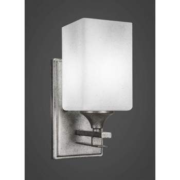 Toltec Lighting Uptowne 1 - Light Sconce in  Aged Silver with 4" Square White Muslin Shade