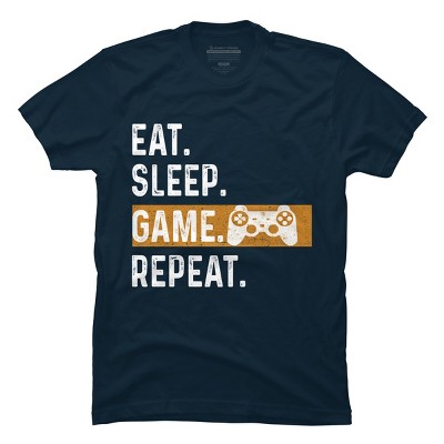 Men's Design By Humans Eat Sleep Game Repeat By MeowShop T-Shirt