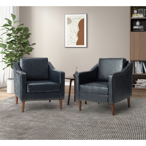 Bonita Transitional Vegan Leather Armchair With Removable Seat Cushion And  Nailhead Trims