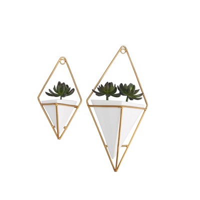 Mind Reader 2-Pack Small Modern Geometric Hanging Decorative Planters, Black
