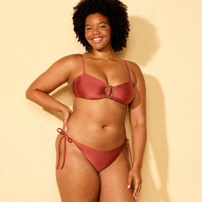 Shade & Shore Women's High Shine High Leg Cheeky Coverage Bikini Bottom - Shade & Shore™ Red M — фото 4