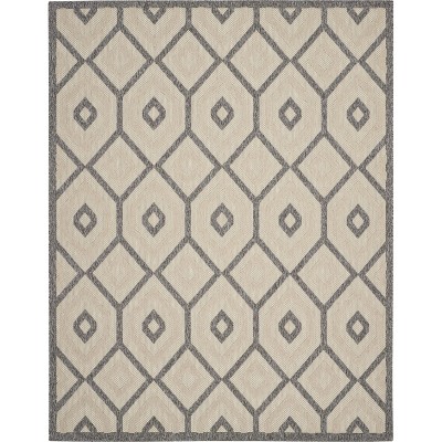 Nourison Palamos Contemporary Diamonds Indoor/Outdoor Cream Area Rug