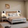 3-Piece Bedroom Set, Tufted Wingback Bed With 2 Nightstands, Nightstands With Drawers, Queen Size Solid Wood Bed Frame-Cuddlewood - 2 of 4