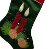Northlight 20" Dark Green and Burgundy Candle and Pine Cone Velveteen Christmas Stocking - 4 of 4