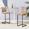 QingMoon Faux Leather Bar Stools, Counter High Chairs Set of 2 with Metal Legs and Non-Slip Feet for Kitchen Island, Pub and Restaurant (Brown) - 2 of 4