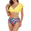 Clearlove Women's Two Piece Bikini Set V Neck Ruffled Top Bathing Suits U Back Swimwear With High Waisted Ruched Swim Bottom - 2 of 4