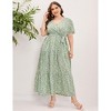 Women's Plus Size V-Neck Maxi Dress: Flowy Boho Elegance for Vacations & Garden Soirees Dress - 2 of 4