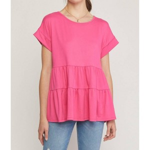 Women's Short Sleeve Tiered Tunic - entro - 1 of 4