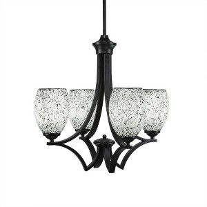 Toltec Lighting Zilo 4 - Light Chandelier in  Matte Black with 5" Black Fusion Shade - 1 of 1