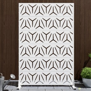 MAYEERTY Galvanized Steel Privacy Screens Outdoor and Indoor Divide with Freestanding Decorative White - 1 of 4
