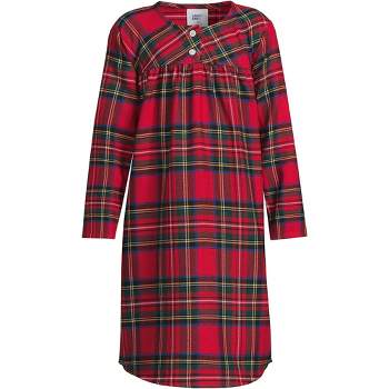 Lands' End Women's Long Sleeve Flannel Nightgown - Medium - Rich Red Multi  Tartan : Target