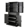 Gulches 72" Parisian Elegance Fluted Kitchen Pantry Cabinet - 3 Keyboard Drawers, 6 Door Shelves (1 Adjustable), Freestanding Storage, Black - 2 of 4