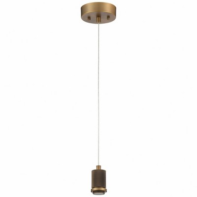 Mini Antique Brass and Glass LED Pendant Light