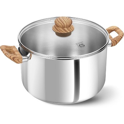 KOCH SYSTEME CS Stainless Steel Pot - 8 QT Stainless Steel Stock Pot with Visible Lid, Silver