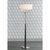 360 Lighting Modern Floor Lamp 62" Tall Black and Brushed Steel Column White Linen Drum Shade for Living Room Reading Bedroom Office - 2 of 4