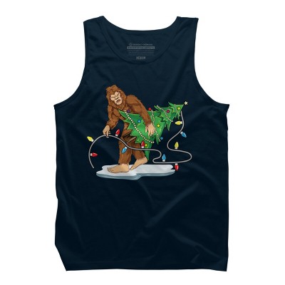 Men's Design By Humans Bigfoot Christmas Tree Sasquatch Santa Christmas Gift By amitsurti Tank Top