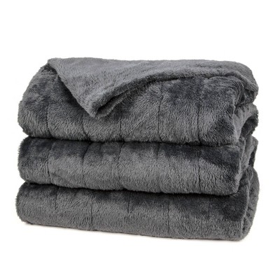 Queen Microplush Electric Bed Blanket Slate - Sunbeam