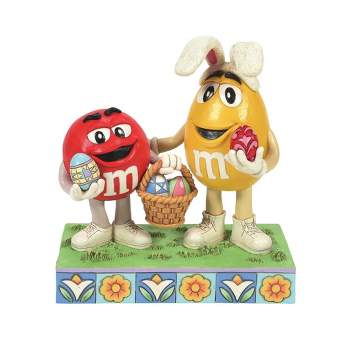 Jim Shore 6.25 In An Egg-Cellent Hunt M&M's Red & Yellow Characters Figurines