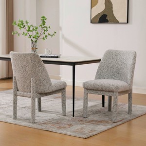 Set of 2 Modern Upholstered Dining Chairs with High Curved Backrest, Wood Armless Side Chairs for Dining Room or Kitchen-Panipeachy - 1 of 4