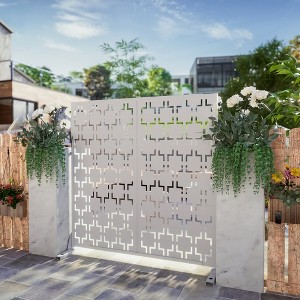 Dovelina Metal Outdoor Privacy Screen Freestanding Patio Decorative Screen (Set of 2) - 1 of 4