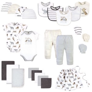 Hudson Baby Infant Boy Layette Start Set Baby Shower Gift 25pc, Modern Neutral Safari, 0-6 Months - 1 of 4