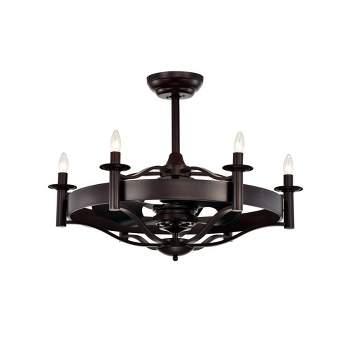 31.7" x 31.7" x 23.2" Jule Contemporary Candelabra Lighted Ceiling Fan Brown - Warehouse Of Tiffany