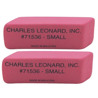 Charles Leonard Small Natural Rubber Pink Wedge Eraser, 36 Per Pack, 2 Packs