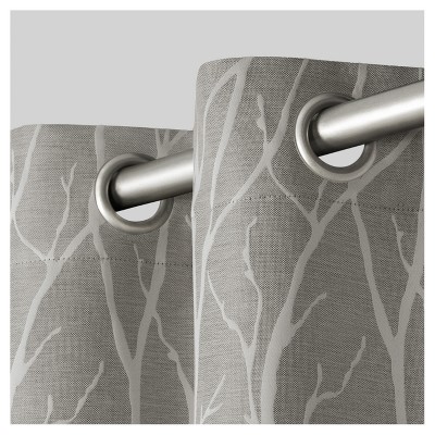 Forest Hill Ash Grey Woven Blackout Curtain Panels, 52"x96", Set of 2