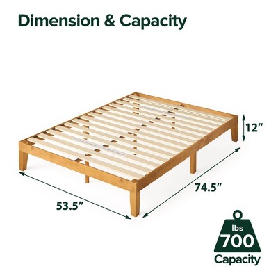 Rustic Pine Full Wood Platform Bed Frame with Slats