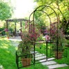 Metal Garden Arch with Gate 79.5" Wide x 86.6" High Climbing Plants Support Rose Arch Outdoor Black - 4 of 4