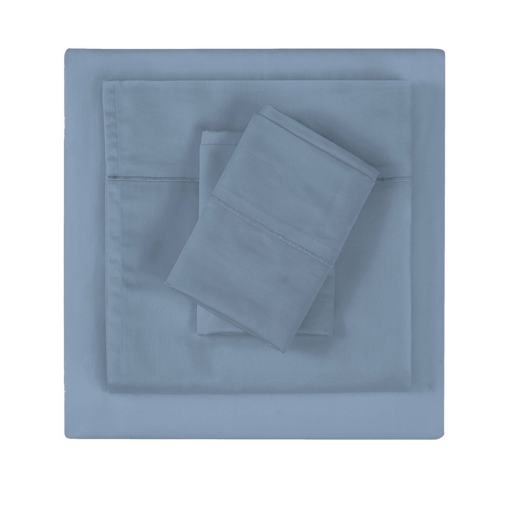 Photos - Bed Linen Twin 300 Thread Count Sateen Sheet Set Blue - Christian Siriano