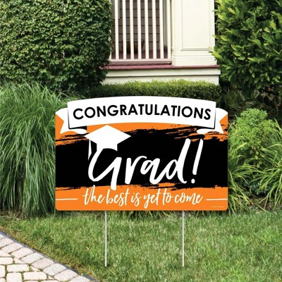 Big Dot of Happiness Orange Grad - Best is Yet to Come - Orange Graduation Party Yard Sign Lawn Decorations - Congratulations Party Yardy Sign