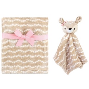 Hudson Baby Infant Girl Plush Blanket with Security Blanket, Deer, One Size - 1 of 4