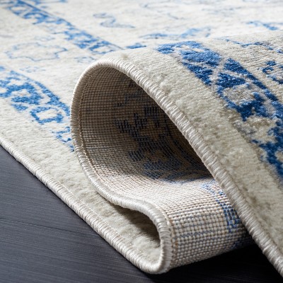 Brentwood Blue and Beige Hand-knotted Synthetic Area Rug