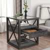 Furnlinspire Nightstand 1 Piece Modern End Table with Drawer, Nightstand Bedside End Sofa Coffee Table Bedroom Living Room, Black, 17.72"*17.72"*21.0" - 2 of 4