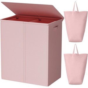 154L Double Laundry Hamper with Lid and Removable Laundry Bags, Large Dirty Clothes Hamper 2 section Collapsible Laundry Basket - 1 of 4