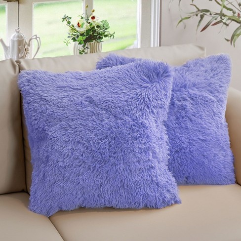 Fluffy purple throw online pillows