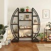 Hommoo Industrial Bookshelf, Oval Triple Wide Bookcases Display Shelves - 2 of 4