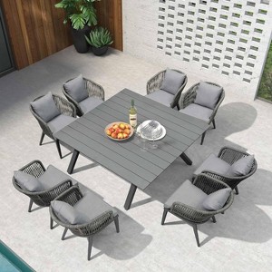 PURPLE LEAF Outdoor Dining Set Patio Aluminium Table and Rope Weave Chairs Included Cushions for Backyard Decor Kitchen - 1 of 4